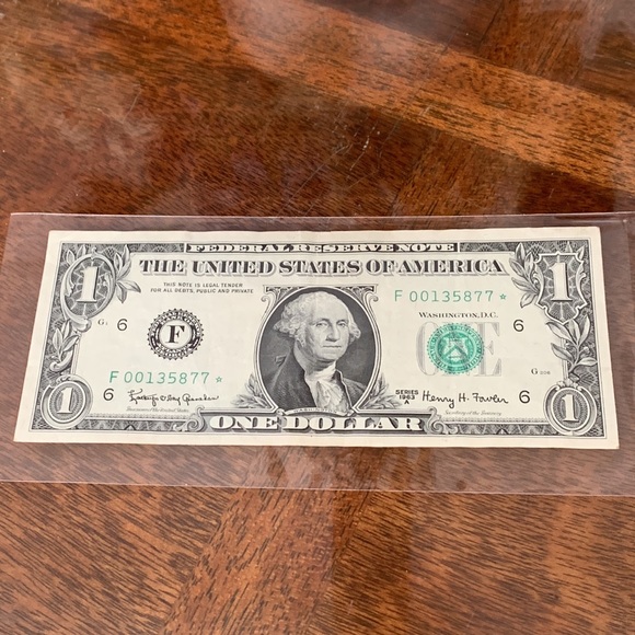 1963A $1 Federal Reserve Star Note Atlanta One Dollar Bill F00135877* 1963 A low - Picture 1 of 8